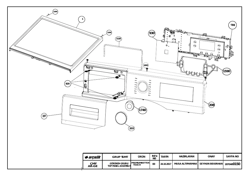 Vue éclatée BEKO WTV8744XWDOS 7162844200