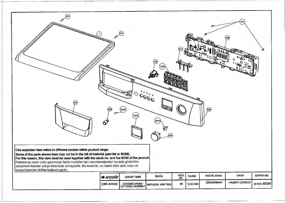 Vue éclatée BEKO WMD67110 7146582100