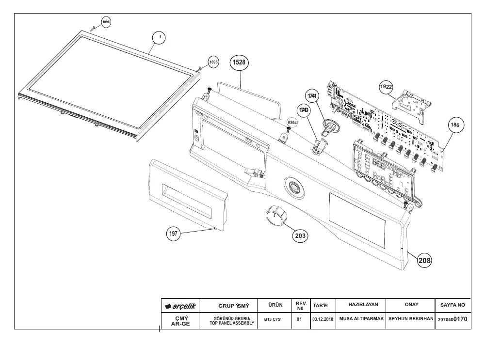 Vue éclatée BEKO WTE10736S0W 7145644400