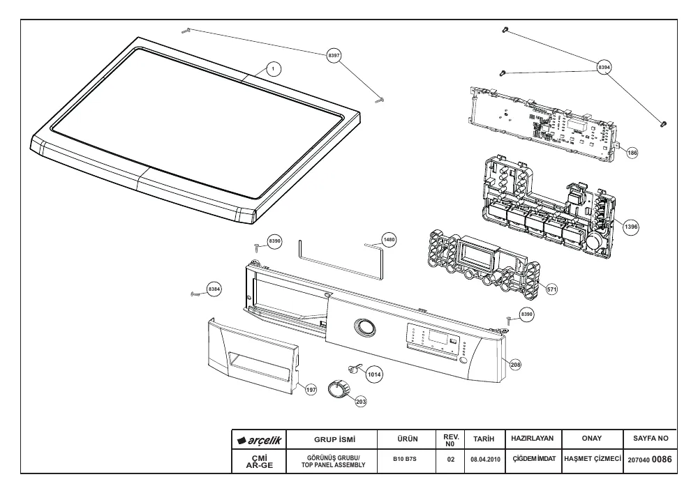 Vue éclatée BEKO WMB814 7100642700
