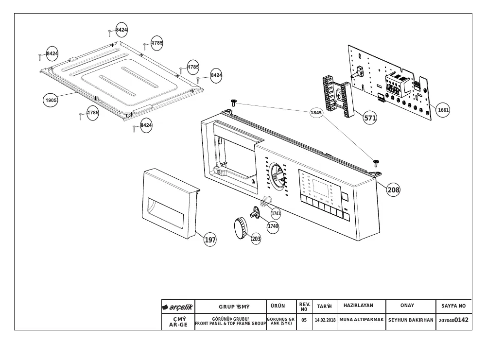 Vue éclatée BEKO HITV8736B0HT 7162546100