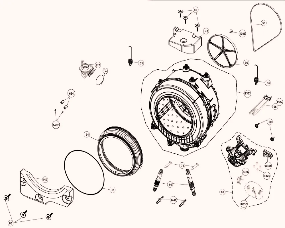Vue éclatée BEKO WM61001 644576 7146341800