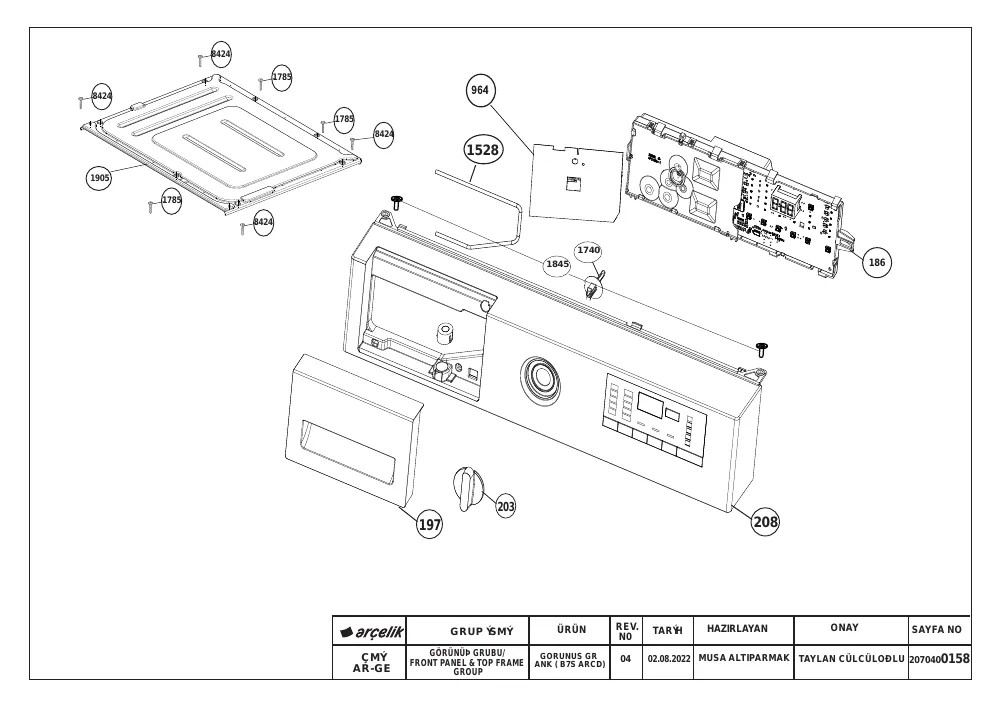 Vue éclatée BEKO WITC8410B0W 7178484200