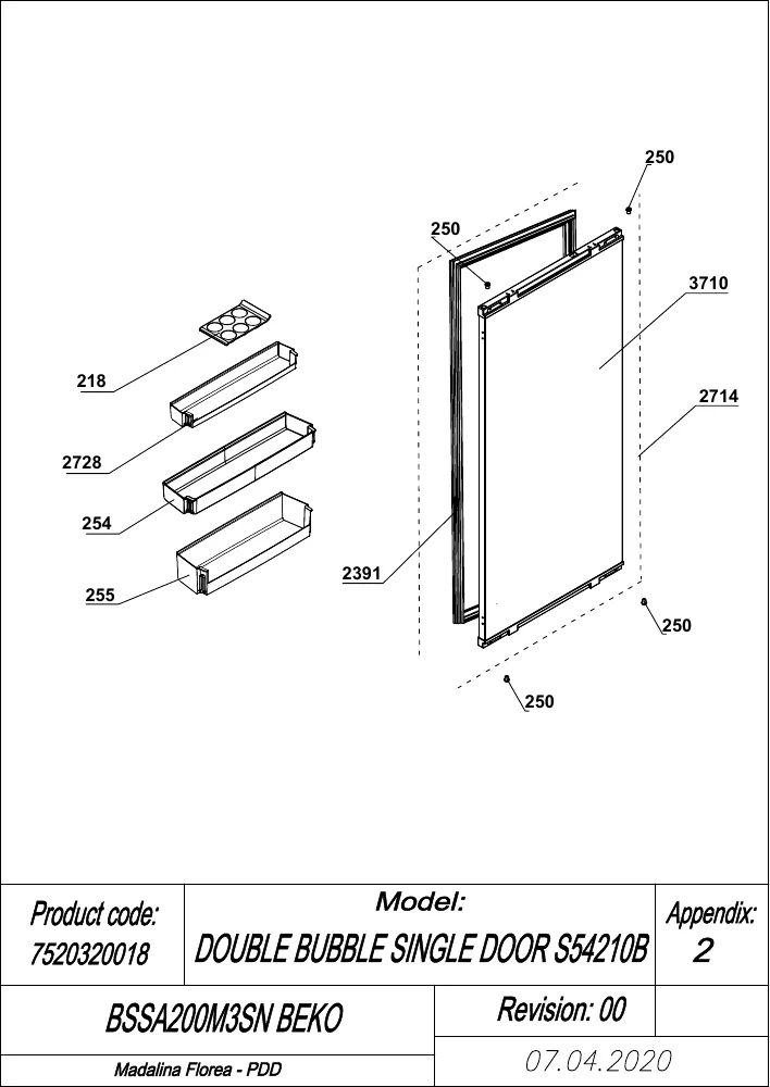 Vue éclatée BEKO BSSA200M3SN 7520320018