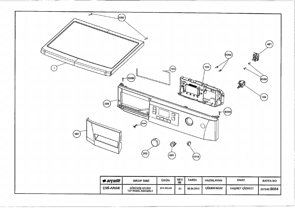 Vue éclatée BEKO WMB91443S 7109841100
