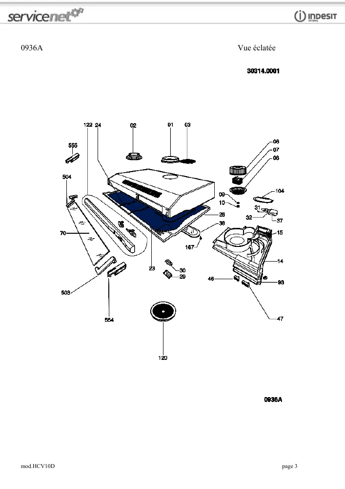 Vue éclatée HOTPOINT-ARISTON HCV10D 34182