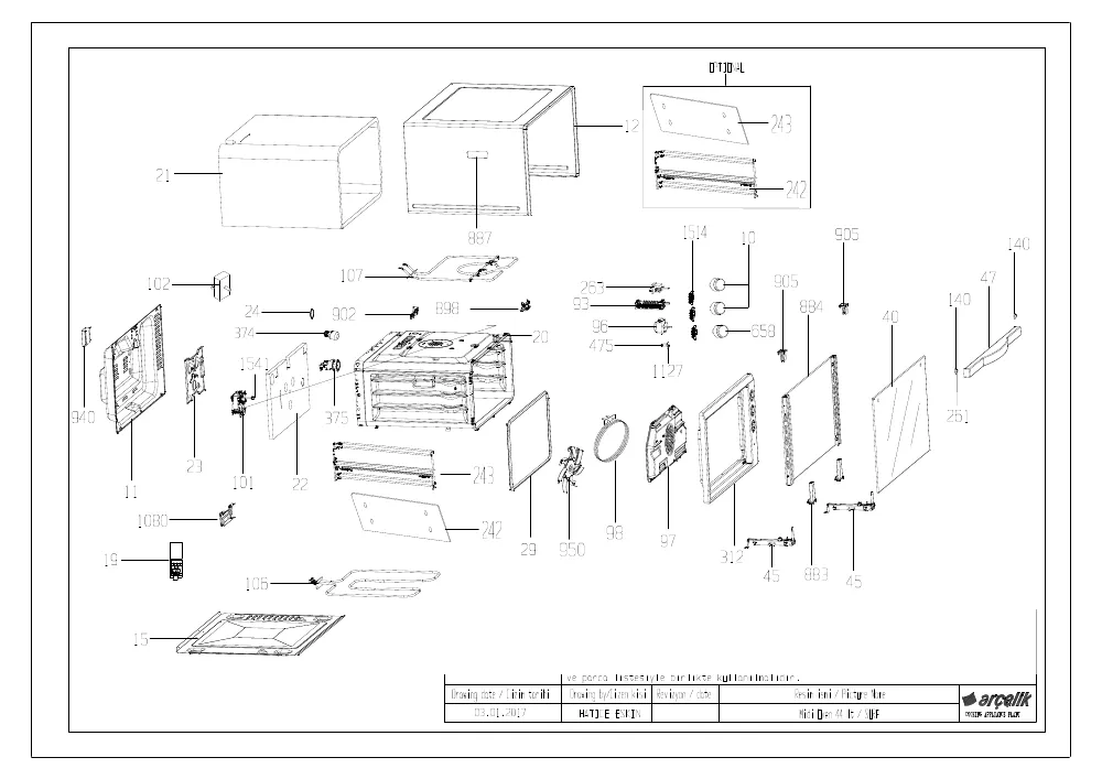 Vue éclatée BEKO BMF44W 7730420249 BLANC