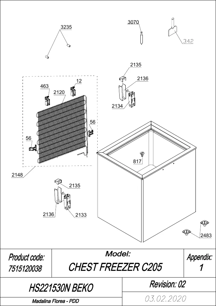 Vue éclatée BEKO HS221530N 7515120038