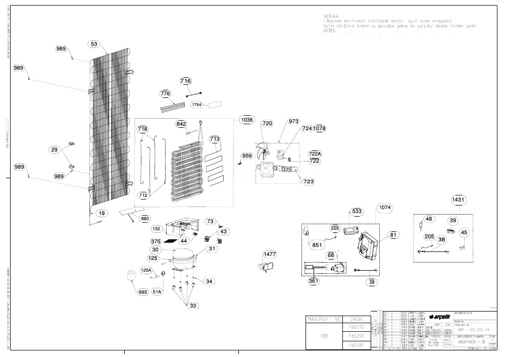 Vue éclatée BEKO CVN01D2N 7285943111