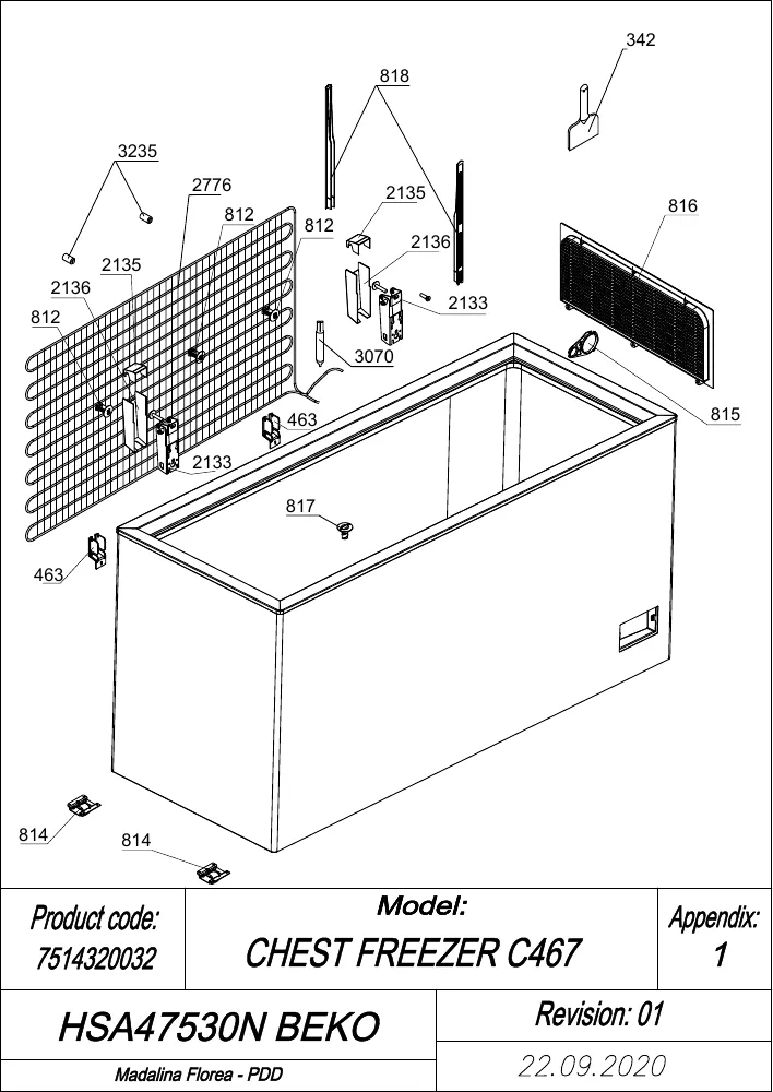 Vue éclatée BEKO HSA47530N 7514320032