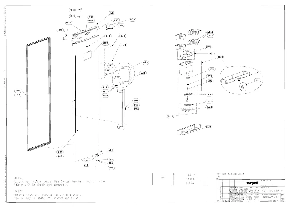 Vue éclatée BEKO FNE285 7283643111