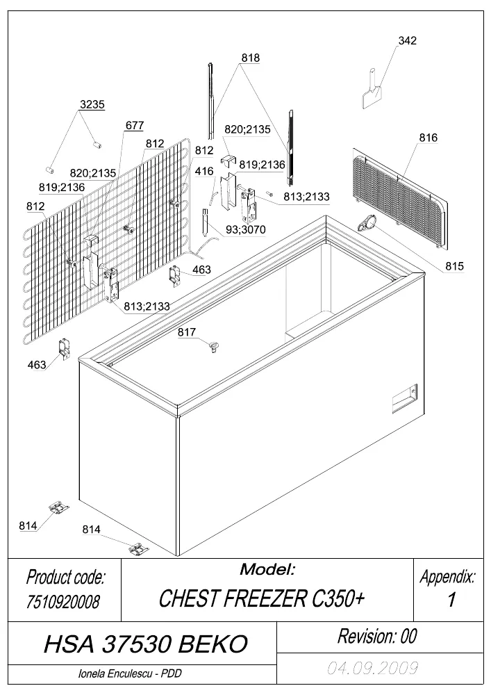 Vue éclatée BEKO HSA37530 7510920008