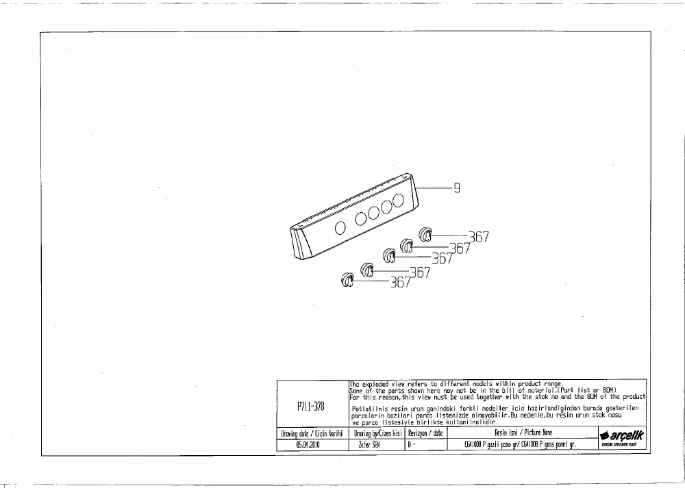 Vue éclatée BEKO CG41008P 7753287614