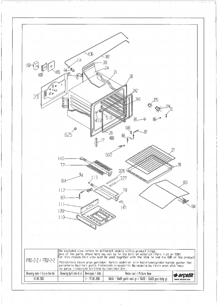 Vue éclatée BEKO CG51007G 7711787623