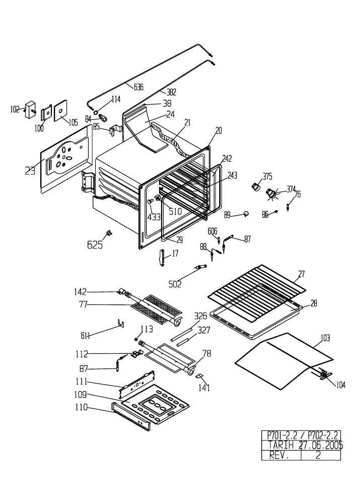 Vue éclatée BEKO BF5500G 7724587310