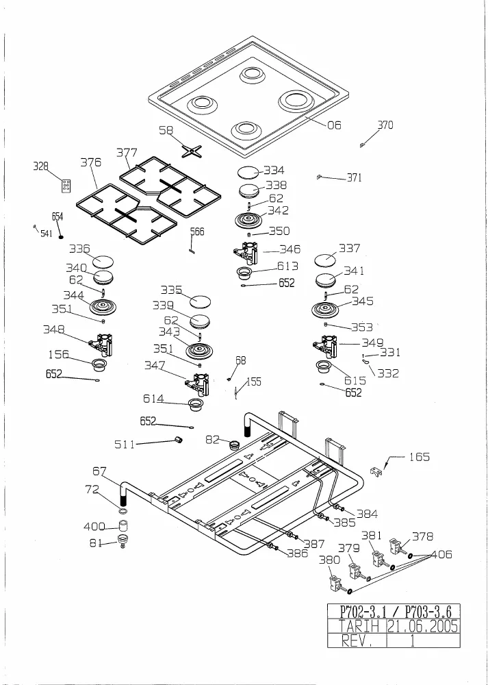 Vue éclatée BEKO OP60 BEKO