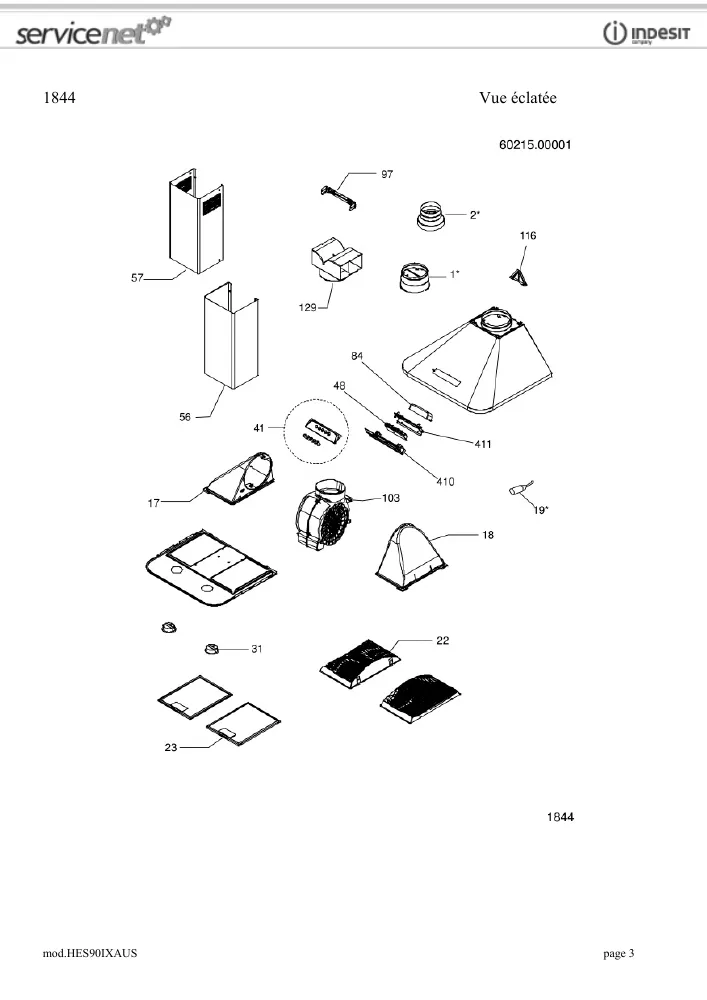 Vue éclatée HOTPOINT-ARISTON HES90IXAUS 38744