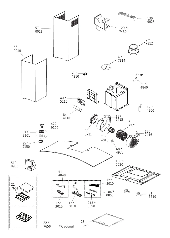 Vue éclatée HOTPOINT-ARISTON HHGC9.7FLBX 95043