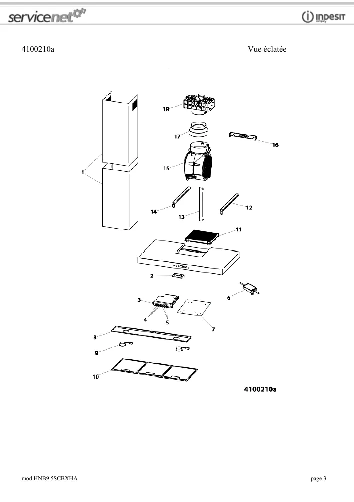 Vue éclatée HOTPOINT-ARISTON HNB9.5SCBXHA 82035