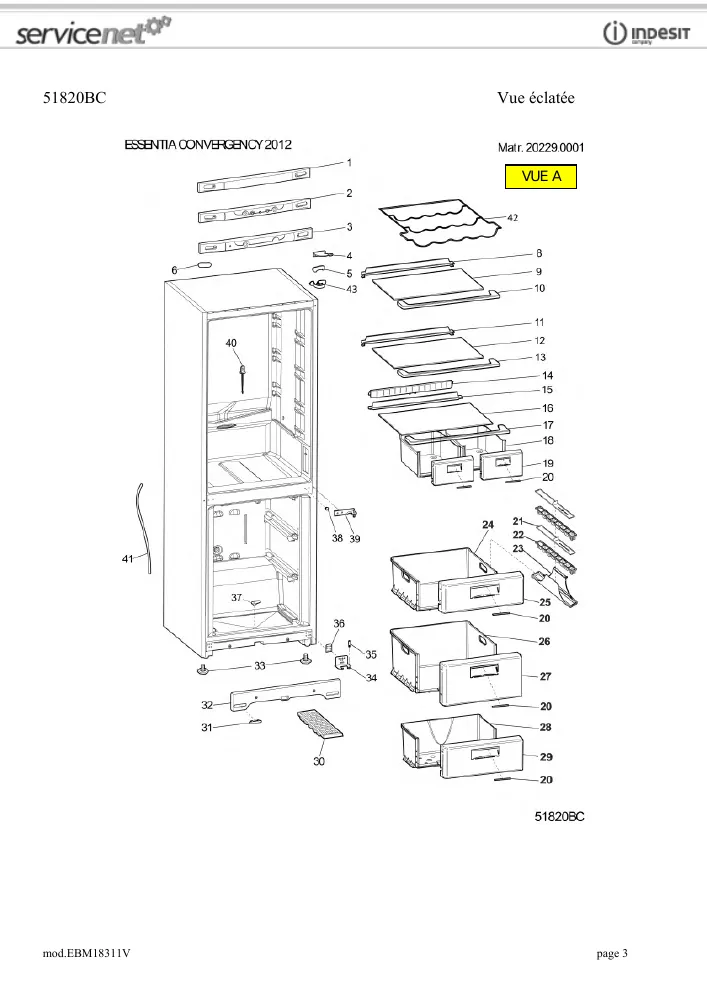Vue éclatée HOTPOINT-ARISTON EBM18311V 78061