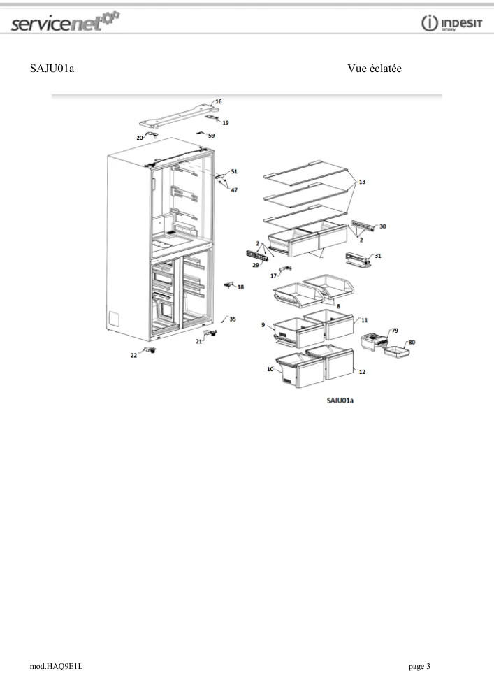 Vue éclatée HOTPOINT-ARISTON HAQ9E1L 154173