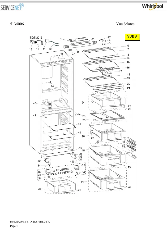 Vue éclatée HOTPOINT-ARISTON HA70BE31X 159932