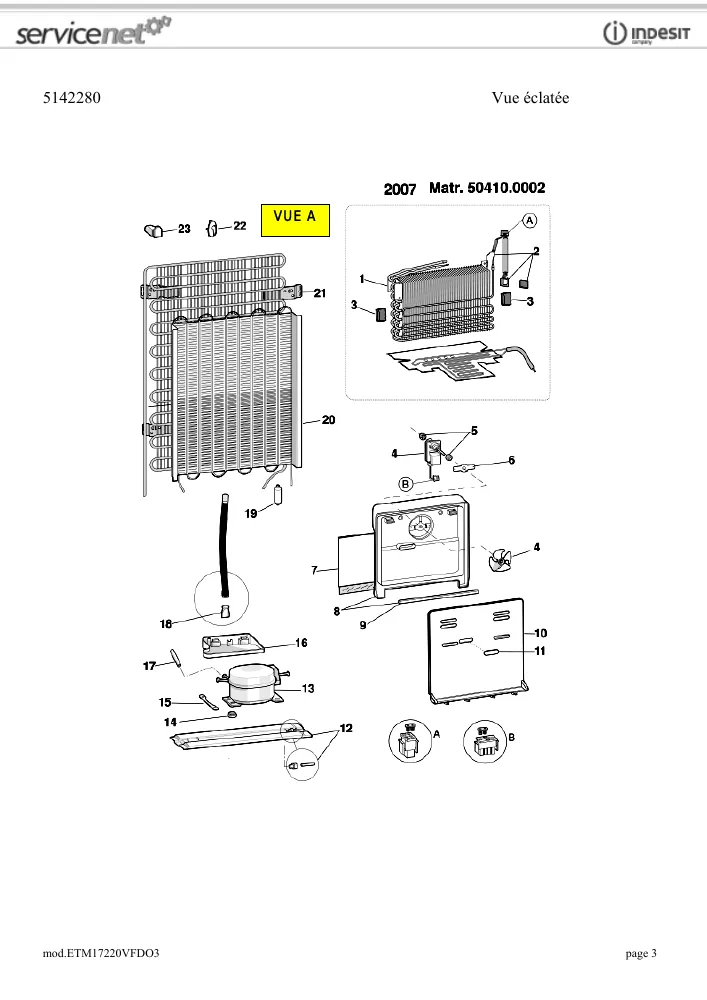 Vue éclatée HOTPOINT-ARISTON ETM17220VFDO3 85208