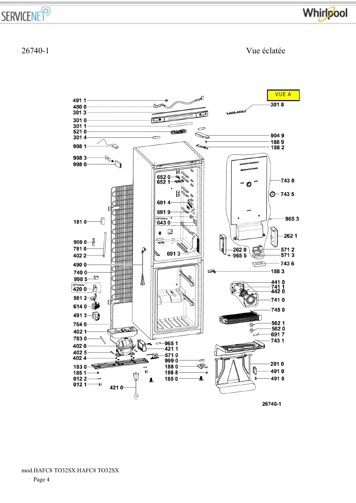 Vue éclatée HOTPOINT-ARISTON HAFC8TO32SX 162679