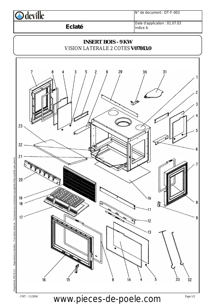 Vue éclatée DEVILLE V07843.0 REGAIN