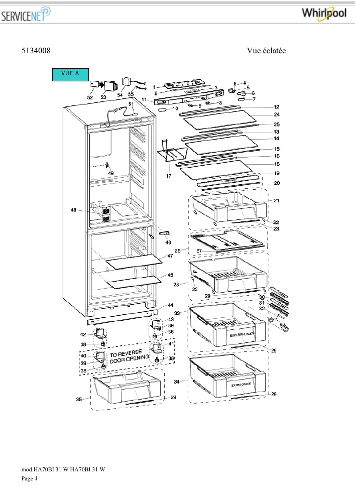 Vue éclatée HOTPOINT-ARISTON HA70BI31W 159939
