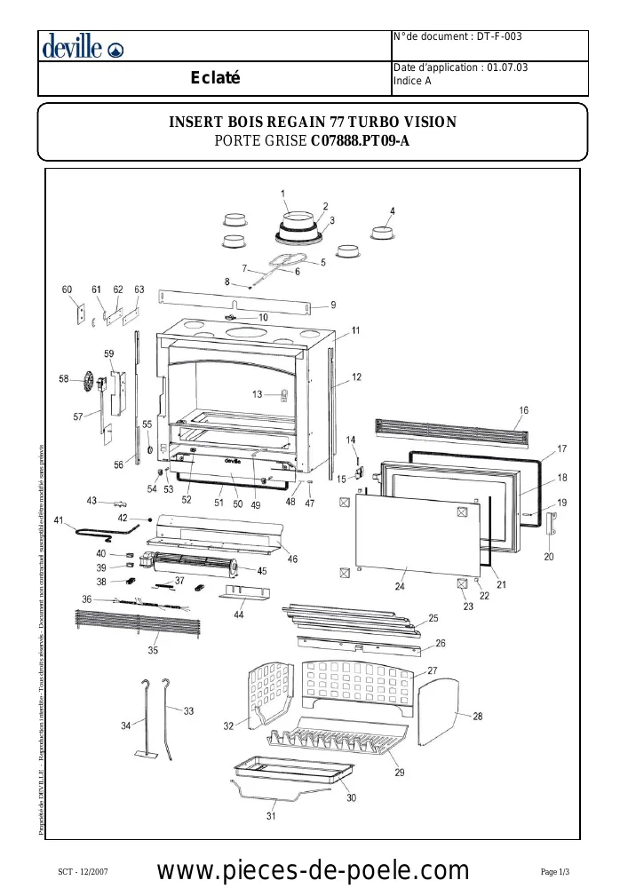 Vue éclatée DEVILLE C07888.PT09-A REGAIN 77 TURBO VISION