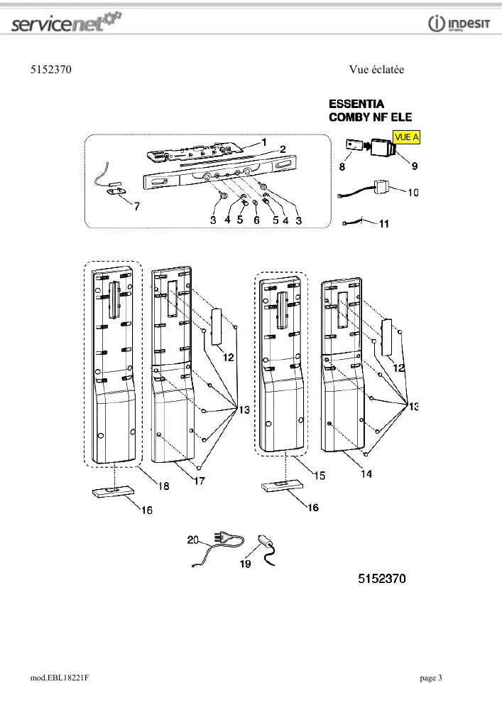 Vue éclatée HOTPOINT-ARISTON EBL18221F 73983
