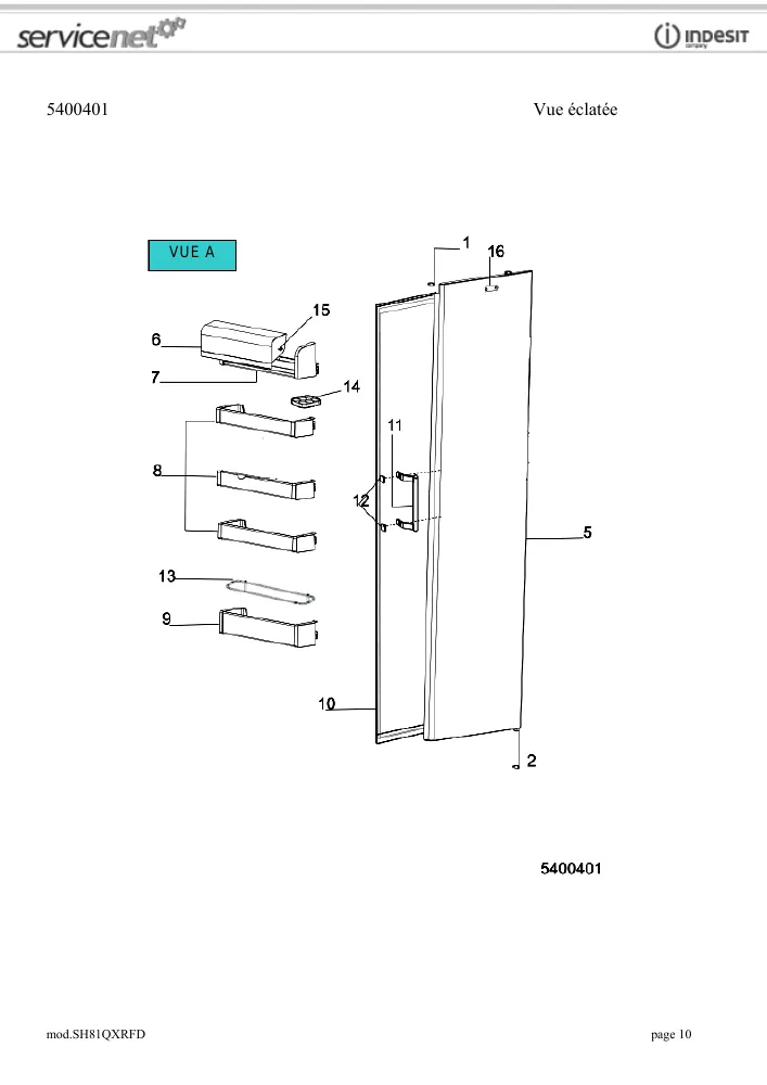 Vue éclatée HOTPOINT-ARISTON SH81QXRFD 96256