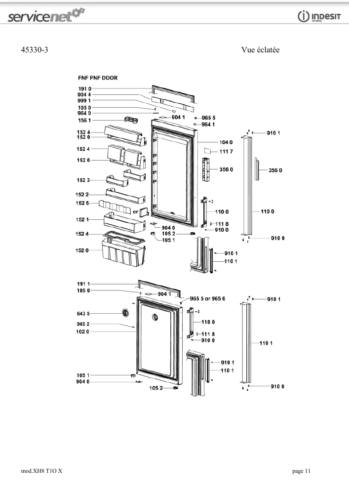 Vue éclatée HOTPOINT-ARISTON XH8T1OX 160260