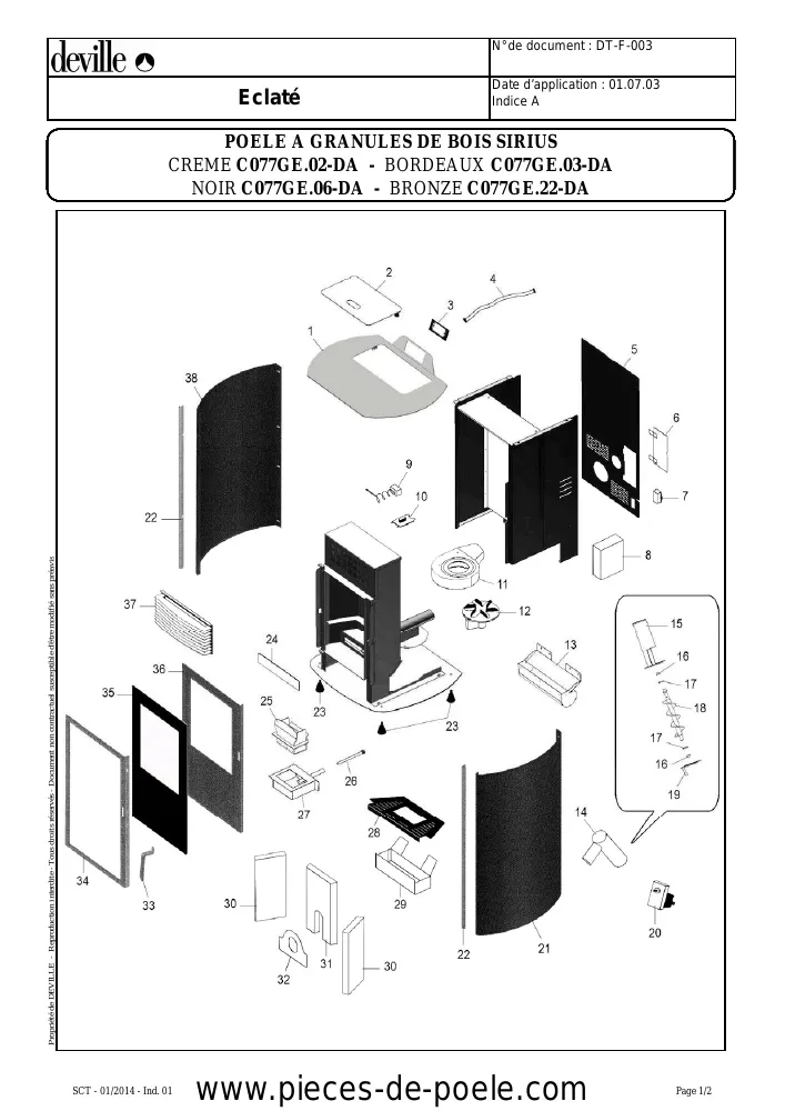 Vue éclatée DEVILLE C077GE.06-DA SIRIUS