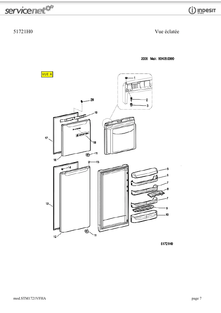 Vue éclatée HOTPOINT-ARISTON STM1721VFHA 71160