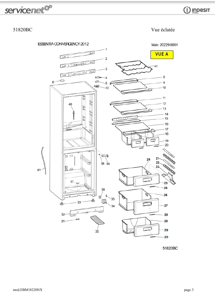 Vue éclatée HOTPOINT-ARISTON EBM18220NX 81375