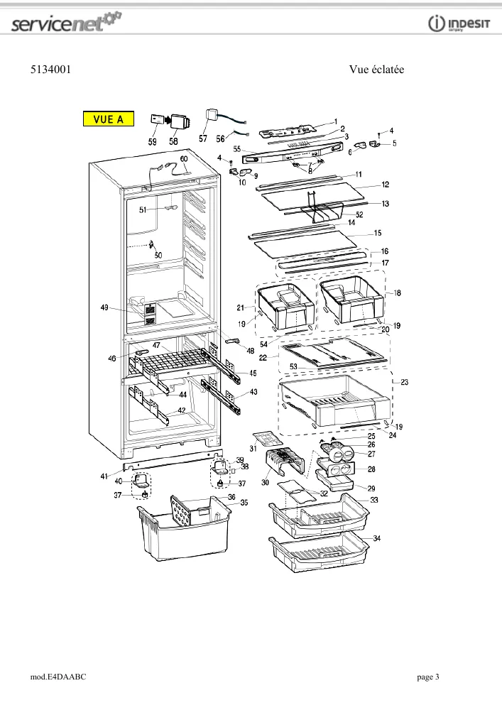 Vue éclatée HOTPOINT-ARISTON E4DAABC 77956