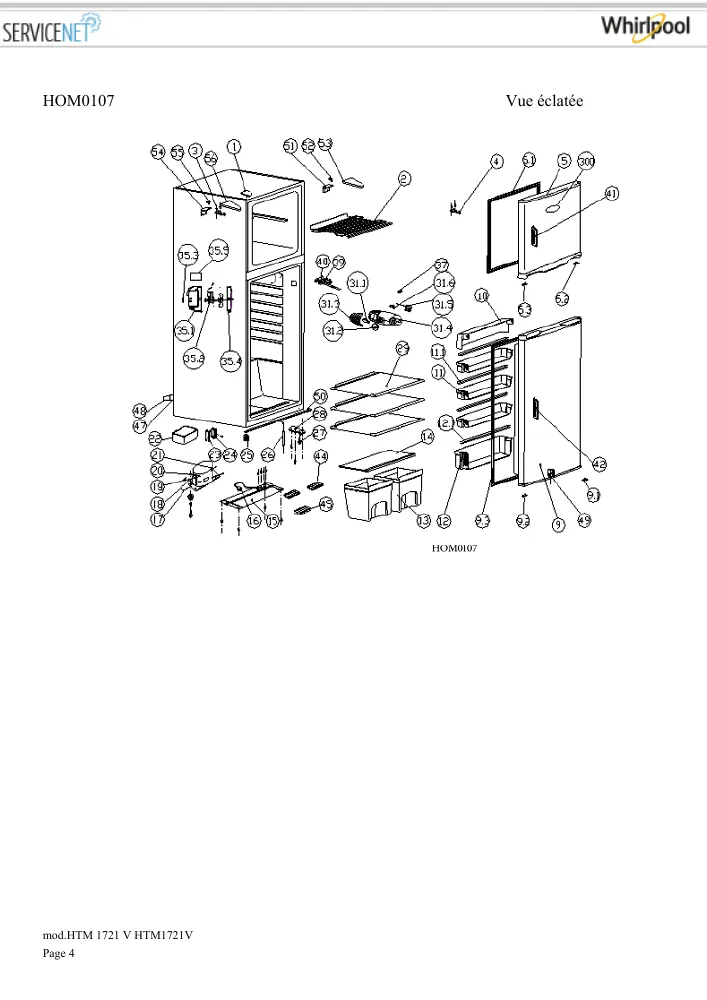 Vue éclatée HOTPOINT-ARISTON HTM1721V 105495