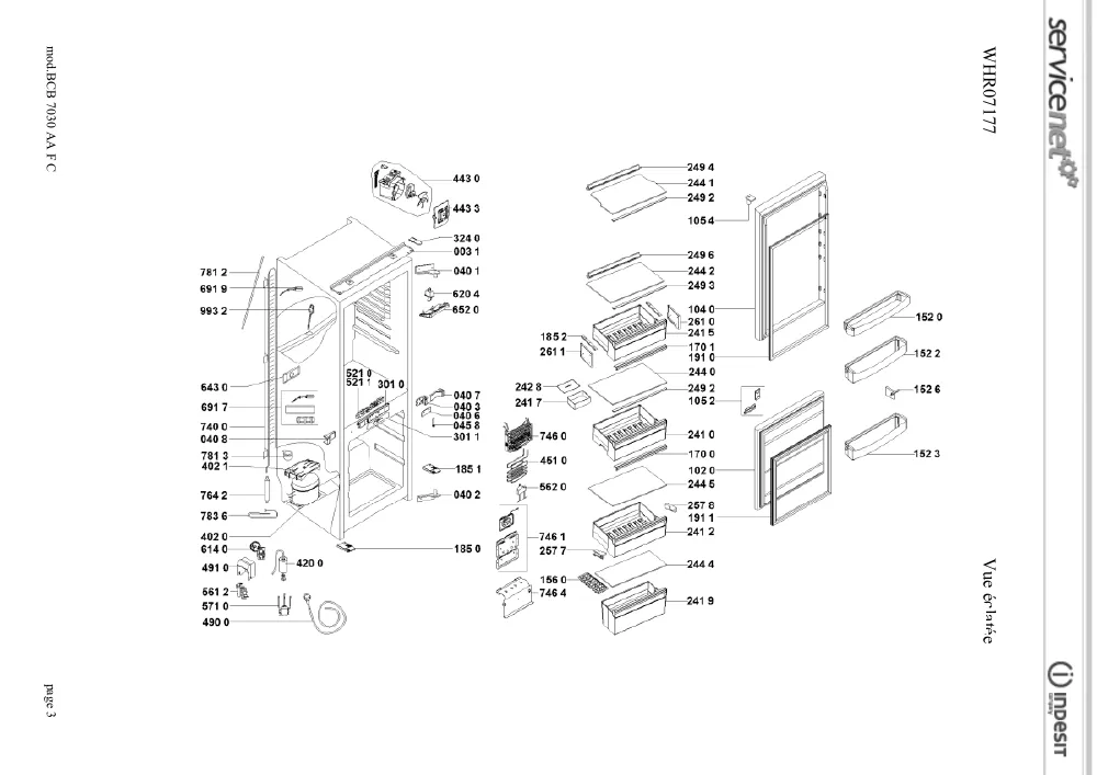 Vue éclatée HOTPOINT-ARISTON BCB7030AAFC 100227
