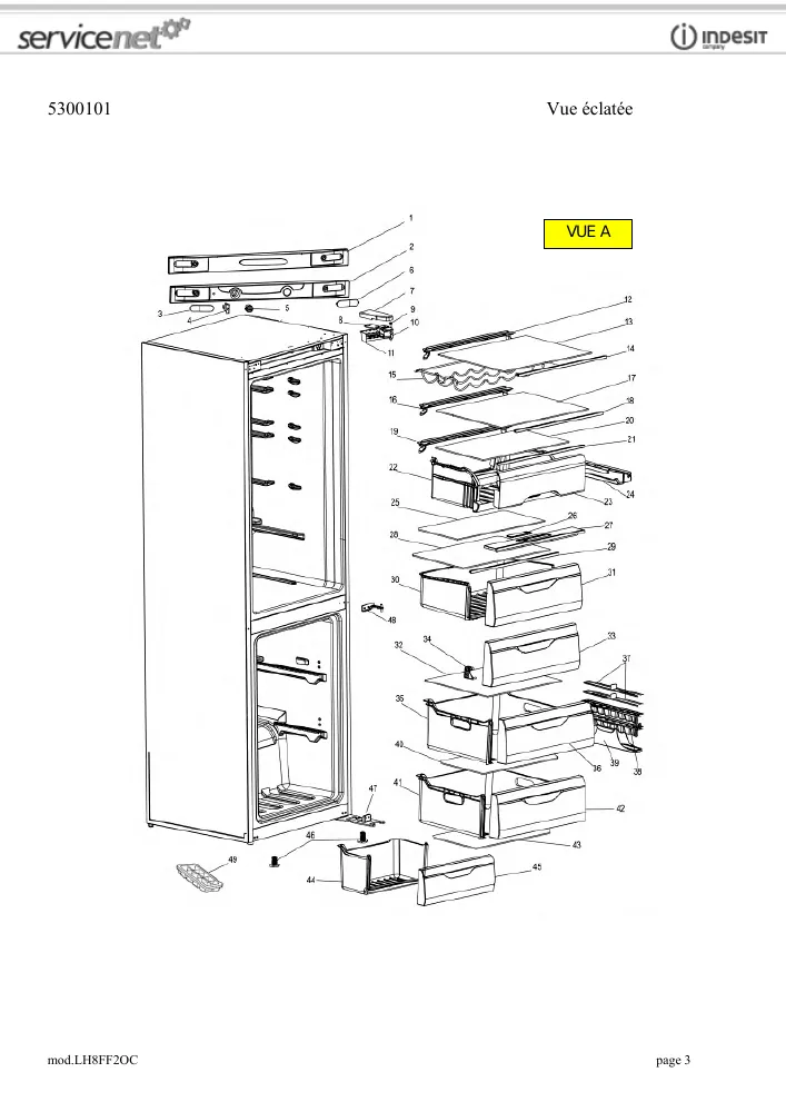 Vue éclatée HOTPOINT-ARISTON LH8FF2OC 93288