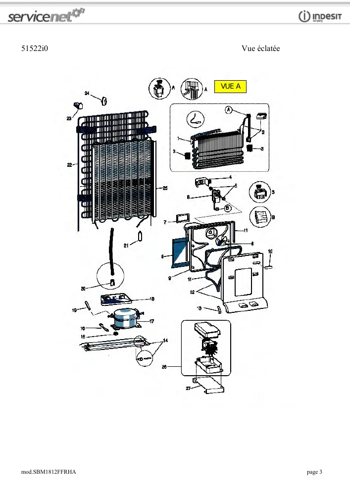 Vue éclatée HOTPOINT-ARISTON SBM1812FFRHA 61863