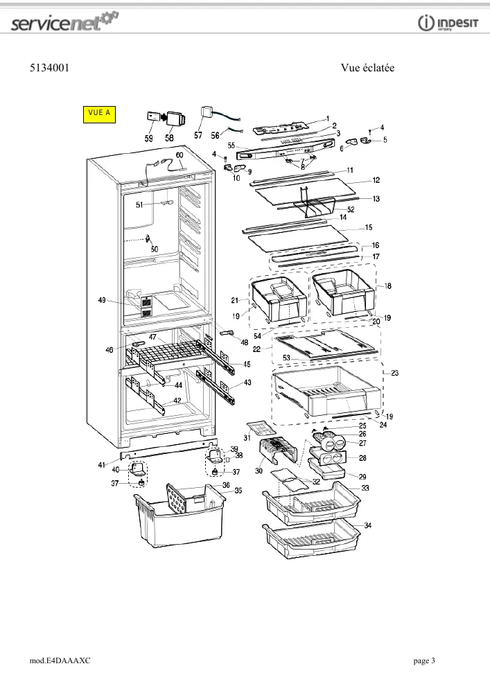 Vue éclatée HOTPOINT-ARISTON E4DAAAXC 77974