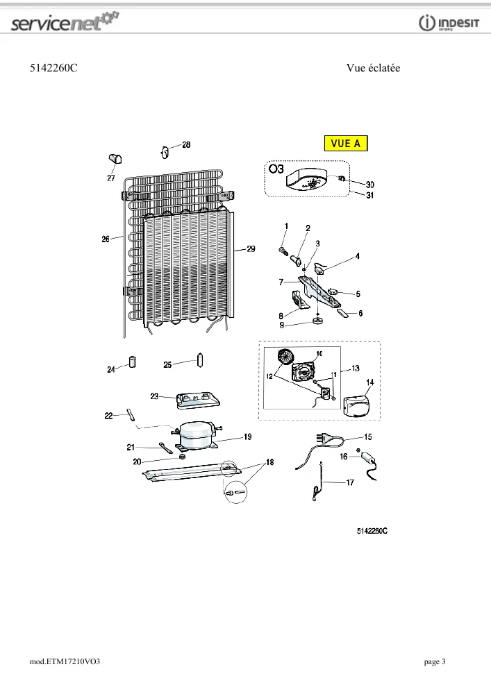 Vue éclatée HOTPOINT-ARISTON ETM17210VO3 77755