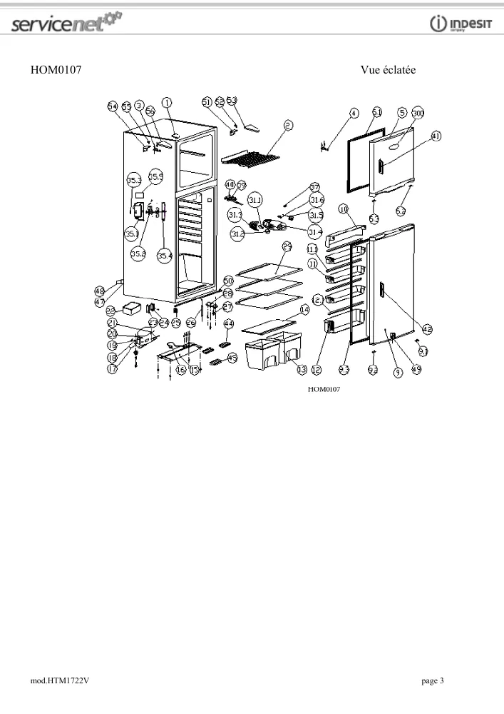 Vue éclatée HOTPOINT-ARISTON HTM1722V 105497