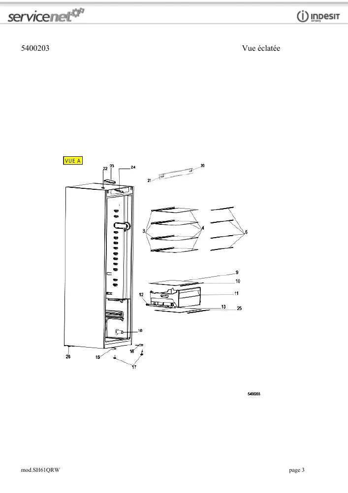 Vue éclatée HOTPOINT-ARISTON SH61QRW 96323