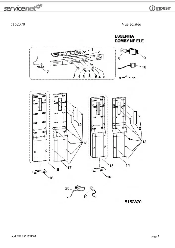 Vue éclatée HOTPOINT-ARISTON EBL18213FD03 85189