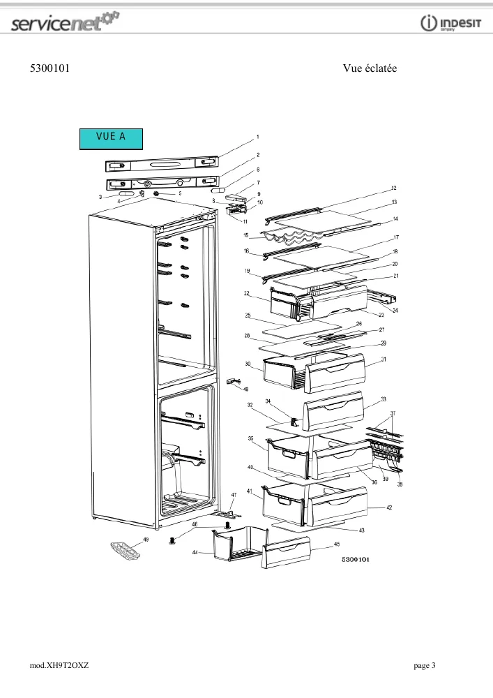 Vue éclatée HOTPOINT-ARISTON XH9T2OXZ 93123