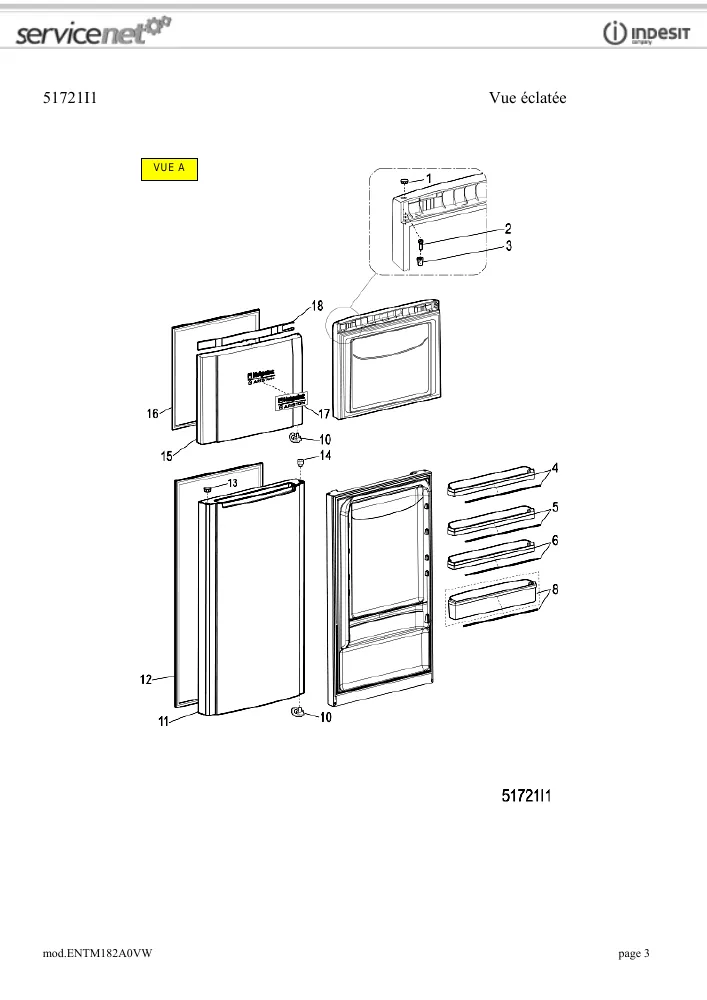 Vue éclatée HOTPOINT-ARISTON ENTM182A0VW 84345
