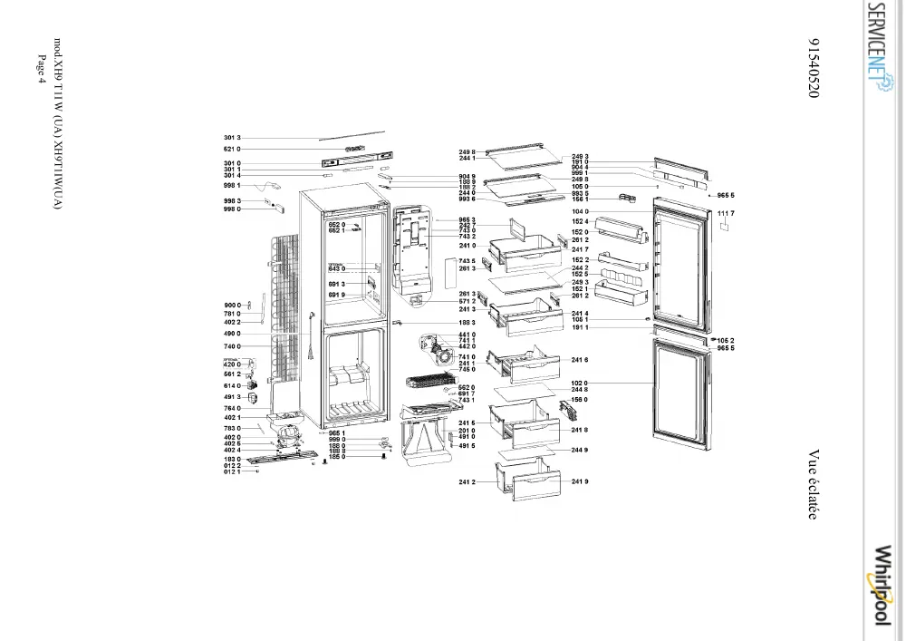 Vue éclatée HOTPOINT-ARISTON XH9T1IW 859991540520